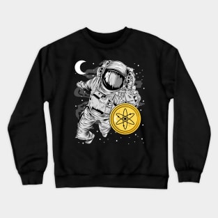 Astronaut Reaching Cosmos Crypto ATOM Coin To The Moon Token Cryptocurrency Wallet HODL Birthday Gift For Men Women Kids Crewneck Sweatshirt